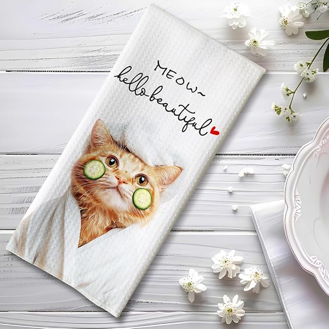 Cat Hand Towel,Funny Hand Towels,Cute Hand Towels,Cat Lady Gifts,Crazy Cat Lady,Cat Towels,Cat Dish Towel,Cat Mom Gifts,Cat Kitchen Towels,Funny Bathroom Hand Towels-Gifts for Cat Lovers for Women