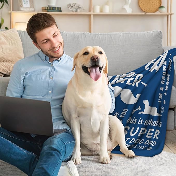 Dog Dad Gifts for Men, Dog Lover Gifts for Men, Best Dog Dad Ever, Gifts for Dog Dad, Dog Daddy Gifts, Dad Gifts from Dog, Dog Dad Birthday Gift, Dog Father Gift Blanket 60" X 50"