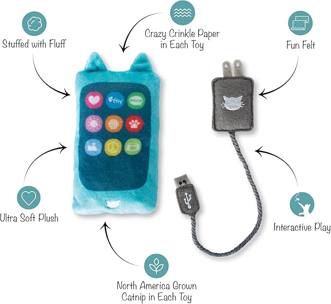 Fringe Studio Plush Cat Toy Set, Charged Up, Mini 2 Piece Set, Pet Shop Collection (692004)