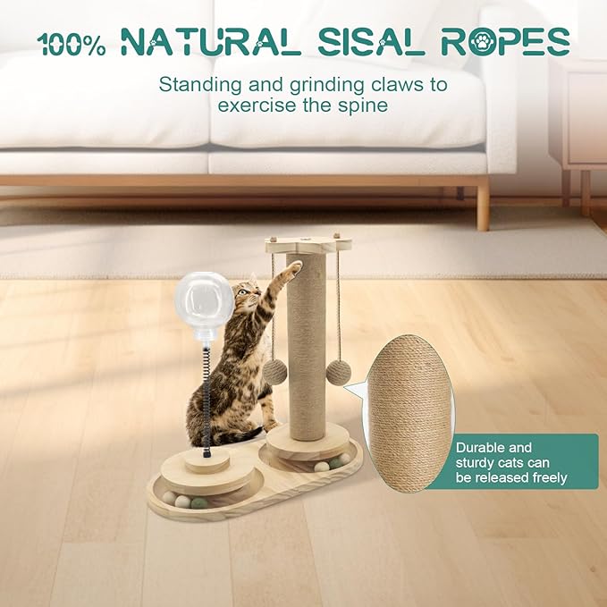 Buwico Kitten Scratching Post, Kitten Toys with Dangling Ball, 15.7" Tall Premium Sisal Scratch Posts for Indoor Cats and Kittens