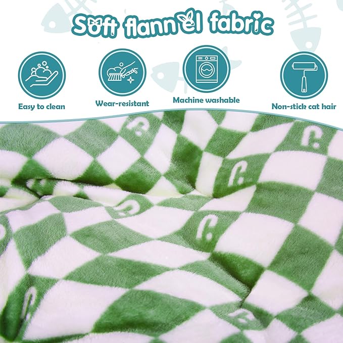 Cat Tunnel Bed for Indoor Cats, Cat Donut Tunnel with Straight Tunnel, Washable Circle Cushion, 4 Hanging Balls and 6 Peek Holes, Collapsible Pet Play Tunnel Toy, Green