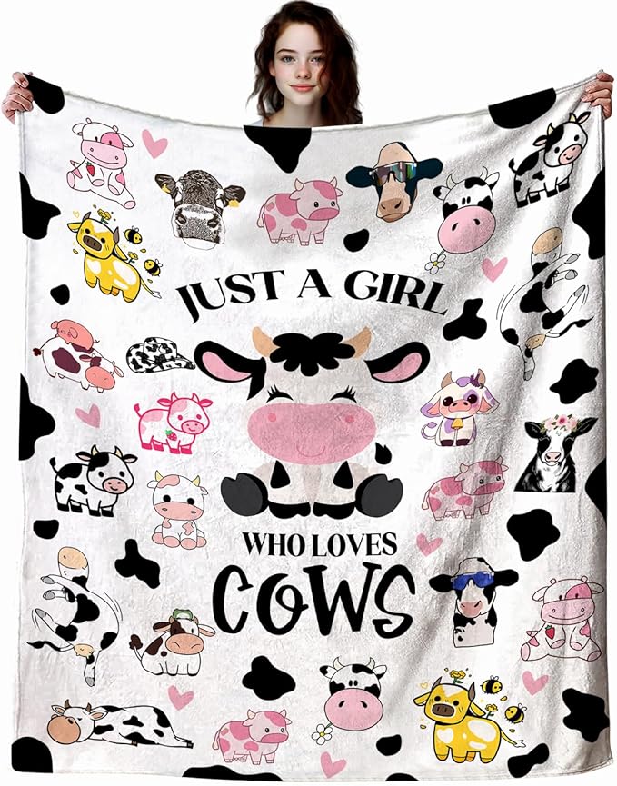 Cow Gifts Blanket Soft Flannel Cow Throw Blanket for Cow Lovers Adults Women Girls for Bedding Bedroom Living Rooms Sofa 60"X50"