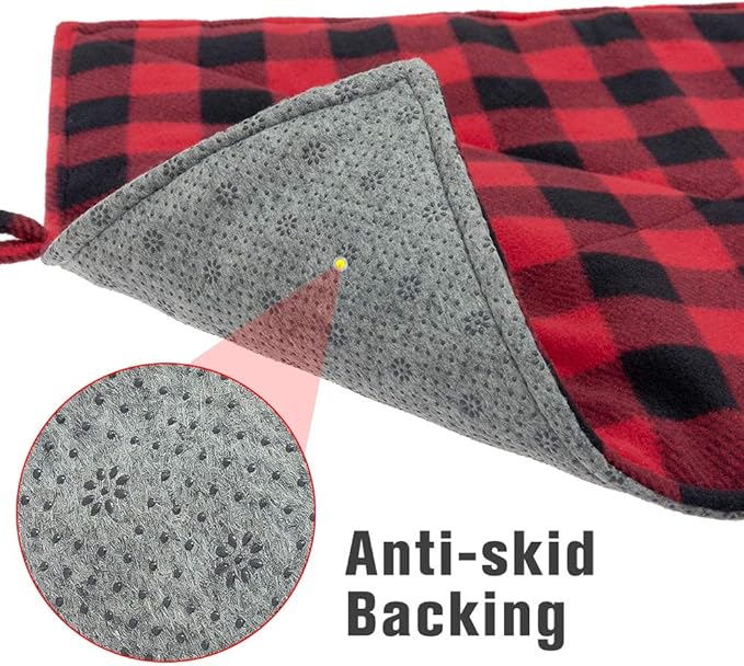 PUPTECK Cat Self Warming Bed Mat - Cozy Self Heating Washable Pet Thermal Pad with Hang Loop, Anti Slip Sleeping Bed for Kitties Puppies Small Animals, Red