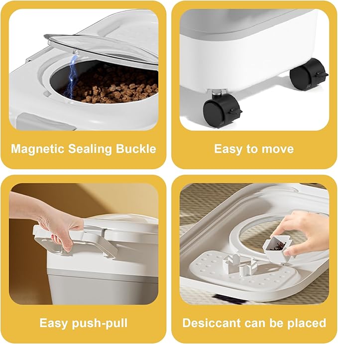 Dog Food Storage Container 2PCS*18LB,Collapsible Dog Food Container with Travel Silicone Bowl and Scoop for Dog/Cat/Bird Food/Cat litter,Keep Dry Food Fresh,Easy to Move.(Green+Brown)