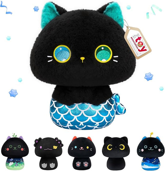 Squishy Cloud-Like Softness, Trending Kawaii Mermaid Cat Mushroom Plush Pillow, A Must-Have Collectible for Young Adults, Perfect for Kids, Toddlers Girls, Stuffed Animal Decor (8")