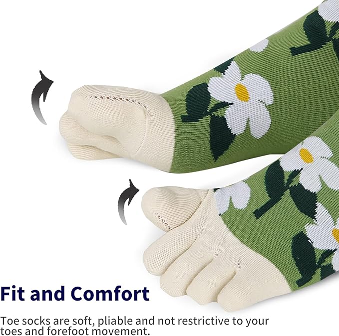 Benefeet Sox Funny Toe Socks Women Five Finger Socks Girls Cute Toe Seperated Cotton Socks Running Athletic Christmas Gifts