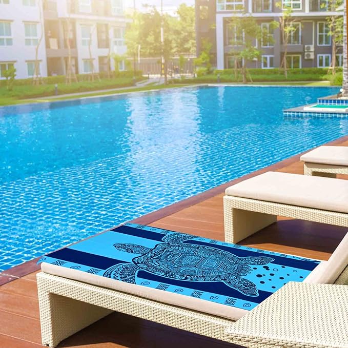 LIVILAN Microfiber Blue Sea Turtle Beach Towel Blanket, Thin Lightweight Absorbent Quick Dry Sand Free Swimming Bath Shower Pool Towels Sea Turtle Gifts for Men Women Girls, 30 X 60