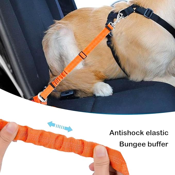 1 Packs Removable Dog Seat Belt Harness for Car, 3 in 1 Pet Dog Car Seatbelt Leash, Retractable Restraint Secures to Vehicle Headrest & Adjustable Reflective Dog Seatbelt Tether