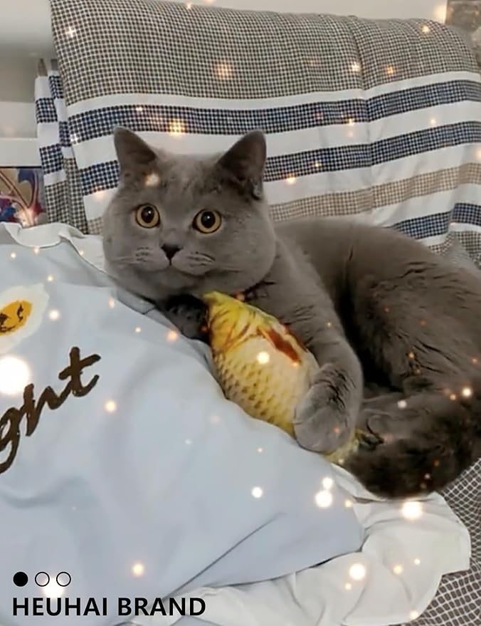 Cat Toys, 19pc Set for Indoor Cats and Kittens, Fuzzy Balls, Jingle Bells, Wind-Up Chick, Catnip Fish, Fun Interactive Play