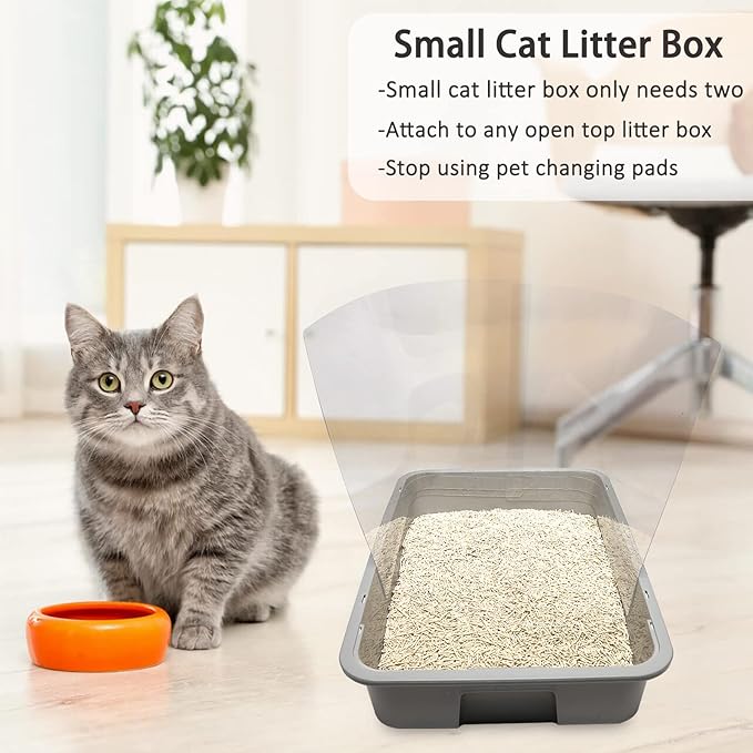 3Pcs Cat Litter Box Pee Shields,Transparent Easy Clean Litter Box Splash Guard for Open Top Litter Pan 14.5×11.5in- Litter Box Not Included