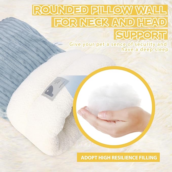 Cat Winter Sleeping Bag, Cat Bed Cave Sleeping Bag, Cat Sleeping Bag, 360°Wrap Comfortable Pet Snuggle Sack, Soft Plush Large Cat Sack - Size L（Gray Blue）