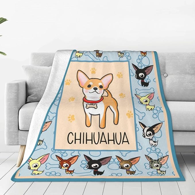Chihuahua Blanket Chihuahua Decor Throw Blanket Super Warm Soft Plush Lightweight Fleece Flannel Winter Gifts for Girls Baby Kids Women Boys Adults Couch Bedding 50"X60"