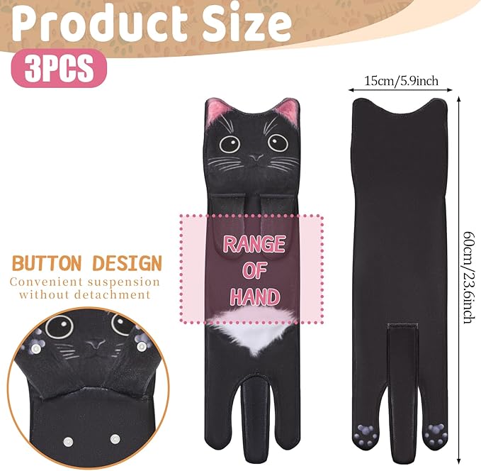 Funny Cat Hand Towels, 3 Pcs Cute Dog Hand Towels Decorative Washcloths Super Absorbent Soft Hanging Face Towels Housewarming Gift for Bathroom Kitchen