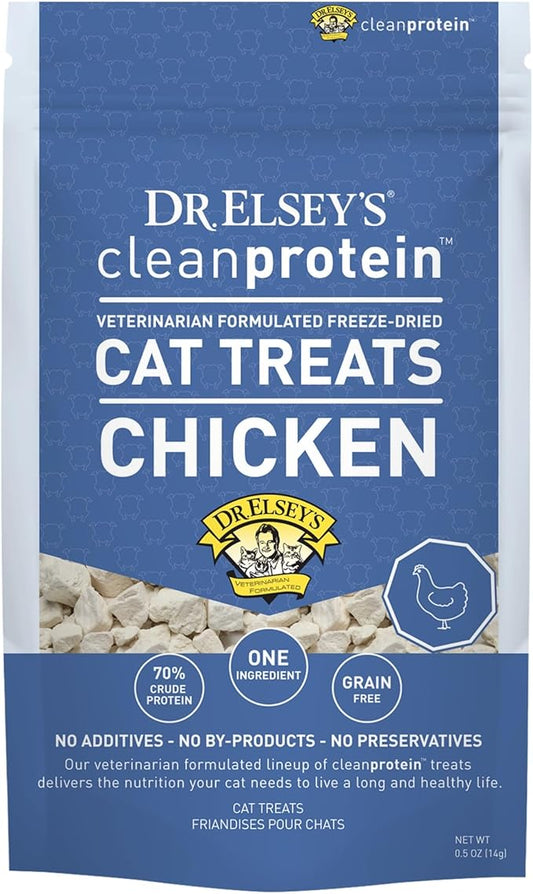 Dr. Elsey's Clean Protein Chicken Cat Treats - Freeze Dried Cat Food for All Cats - Chunky Healthy Cat Food w/Natural Ingredients, No Filler & Grains Cat Dry Food for Traning (0.5oz)