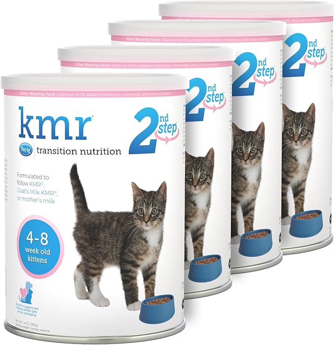 Pet-Ag KMR 2nd Step Kitten Weaning Food - 14 oz, Pack of 4 - Powdered Kitten Weaning Formula with DHA, Natural Milk Protein, Vitamins & Minerals for Kittens 4-8 Weeks Old - Easy to Digest
