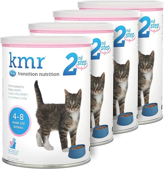 Pet-Ag KMR 2nd Step Kitten Weaning Food - 14 oz, Pack of 4 - Powdered Kitten Weaning Formula with DHA, Natural Milk Protein, Vitamins & Minerals for Kittens 4-8 Weeks Old - Easy to Digest