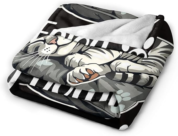 Funny Cats Throw Blanket - Cozy Print Flannel Fleece Soft Plush Fuzzy Warm Lightweight Bedding - Cat Decor Stuff Merch Gifts for Women Men Girls Kids - 50"X40"