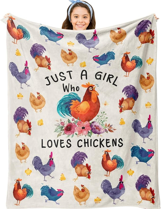 Chicken Gifts Blanket, Chicken Gifts for Women Girls, Just a Girl Who Loves Chickens, Best Gift Ideas for Chick Lover Blanket 40"X50"