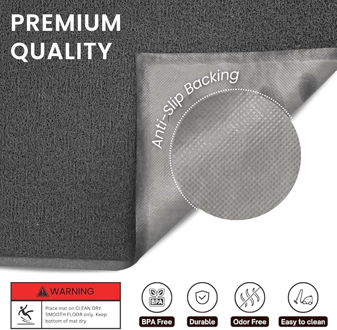 Andalus Medium Cat Litter Mat, Pack of 2 - Waterproof, Non-Slip & Easy to Clean Cat Litter Box Mat for Extra Efficient Pet Litter-Trapping, Grey (23.5” X 15.75”)