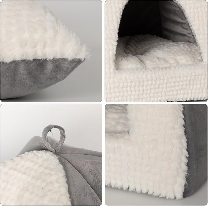 Cat Cave Bed for Indoor Cats, Warm Cat Beds/Dog Beds for Small Dogs Cat Tent Bed for Puppy Kitten with Removable Cushion