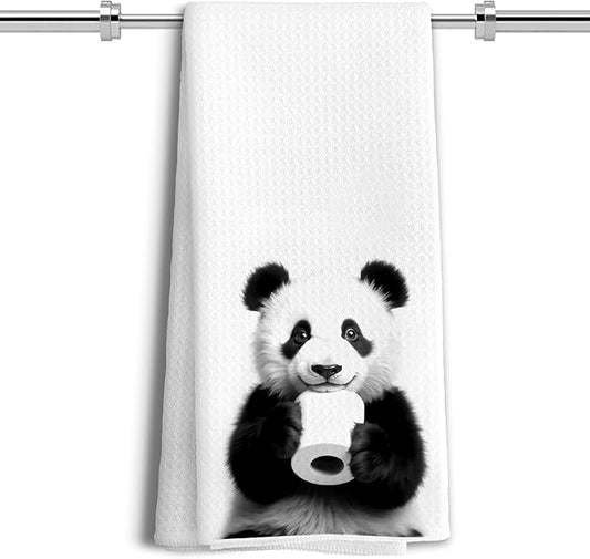 Funny Panda Hand Towels for Bathroom Decor, Kids Hand Towels, Kids Bathroom Decor, Gifts for Panda Lovers Women Girls, Funny Kitchen Towels, 16x24 Inches