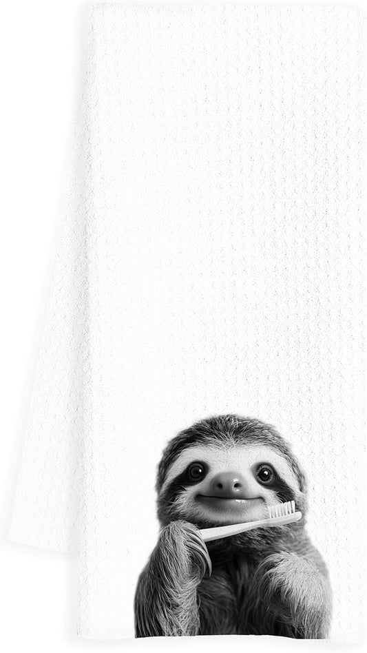 Funny Sloth Hand Towels for Bathroom, Sloths Bathroom Hand Towels, Kids Hand Towels, Sloth Bathroom Decor, Sloth Gifts for Women Sloth Lovers, 16x24 Inch