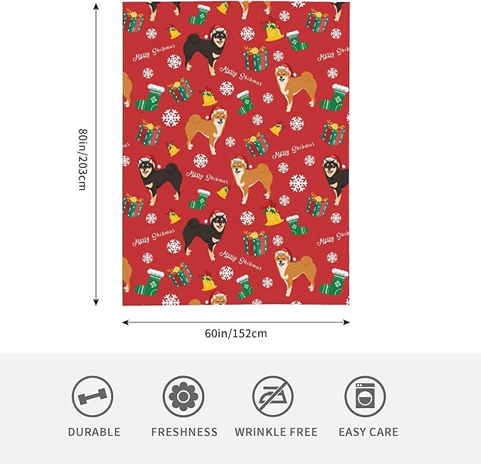 Christmas Dog Soft Throw Blanket Flannel Fleece Blankets Warm Cozy Lightweight Fuzzy Blanket for Bed Sofa Couch Home Decor 80"X60"