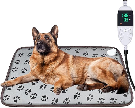 Large Dog Cat Heating Pad 34" x 21" Waterproof Pet Heated Dog Bed with Intelligent Constant Temperature Switch Add Chewy Resistant Steel Wire Rope,Dog Heating pad