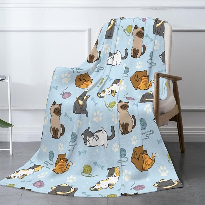 Cut Cats Blanket Throw Blanket for Bed Soft Cozy Fluffy Couch Blankets Fleece Blanket Throw Gifts for Women Men Girls Boys 80"x60"