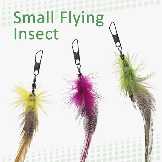 SONGWAY Cat Feather Toy Refills - 12 Pieces Insect Cat Toys with Feather, Cat Toy Wand Replacement, Cat Teaser Wand Attachments, Interactive Cat Toys for Indoor Cats