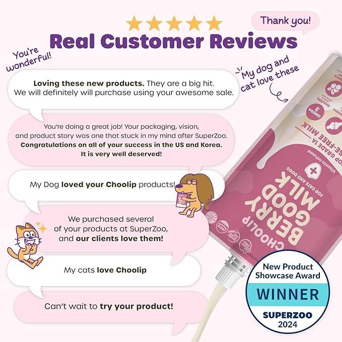 Berry Good Pet Milk. 10pk Vitamin-Infused Cat Milk, Dog, Kitten, Puppy Milk. Dog Bladder Support, Cat Kidney Support, Cat Urinary Supplement Cranberry, Omega 3, CoQ10, Glucosamine, Taurine