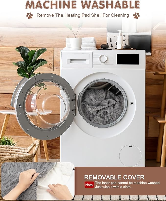 Pet Heating Pad for Dogs and Cats, Waterproof Dog Cat Heating Pad Indoor Heated Blanket Pet Cat Bed Pad with Detachable Cover, 9 Adjustable Temperature & Timer (Large( 28.0" L x 18.0" W x 0.6" Th))