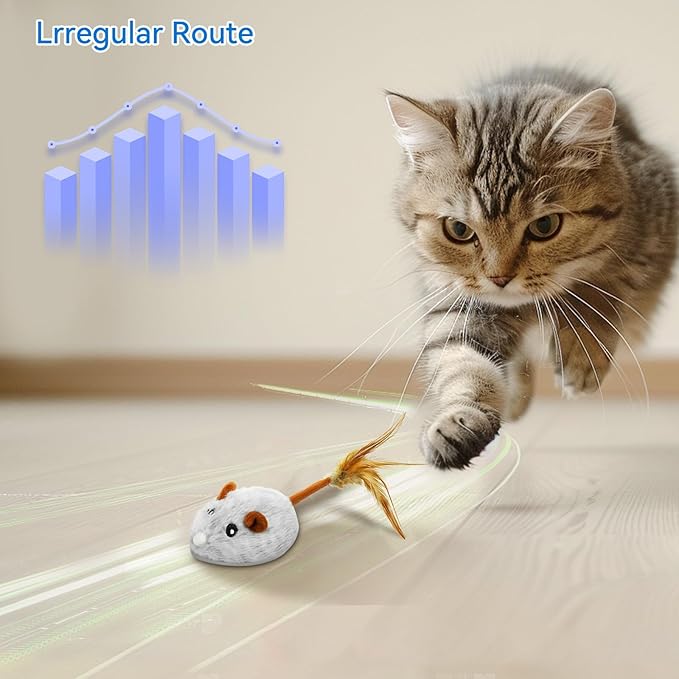 Cat Toys APP Bluetooth Smart Cat Mouse Toys Electronic Interactive Hunting Cat Toy for Indoor Mice Toys Automatic Moving Remote Control Cat Toy Exercise Cat for Bored Indoor USB Rechargeable（Gray）