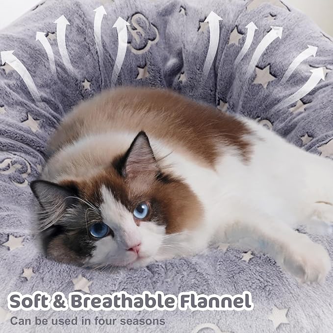 Cat Tunnel Bed 3 FT Collapsible Cat Tunnels, Cat Donut Tube with Fluffy Toy Balls, Pom Pom Ball & Cat Mice Cat Toy, Self-Luminous Peekaboo Cat Cave for Large Cats, Small Animals, Puppy, Kitten