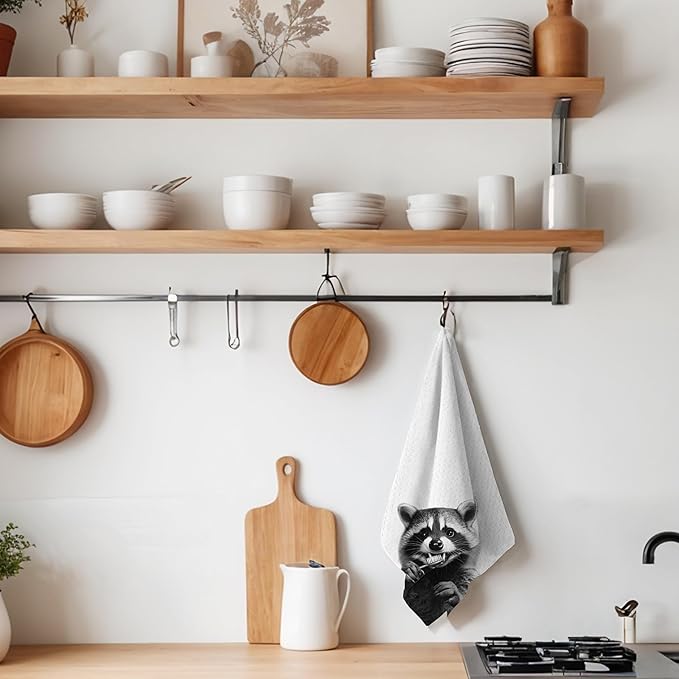 Funny Raccoon Hand Towels for Bathroom, Raccoon Bathroom Hand Towels, Raccoon Bathroom Decor, Raccoon Gifts for Women Raccoon Lovers, 16x24 Inch