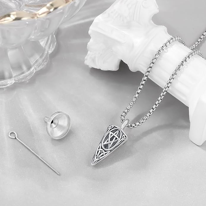 Aniu Cremation Jewelry for Ashes S925 Sterling Silver Urn Necklace Memorial Necklace for Human Ashes of Loved Ones Keepsake Pendant for Men Women