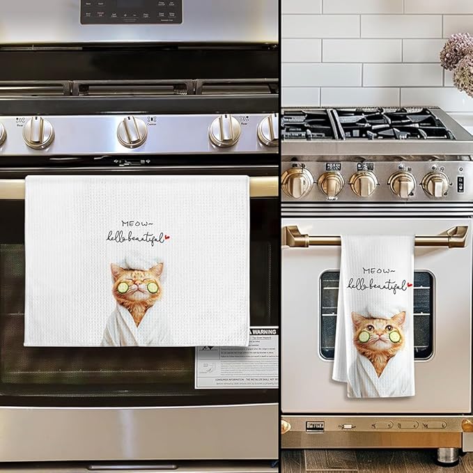 Cat Hand Towel,Funny Hand Towels,Cute Hand Towels,Cat Lady Gifts,Crazy Cat Lady,Cat Towels,Cat Dish Towel,Cat Mom Gifts,Cat Kitchen Towels,Funny Bathroom Hand Towels-Gifts for Cat Lovers for Women