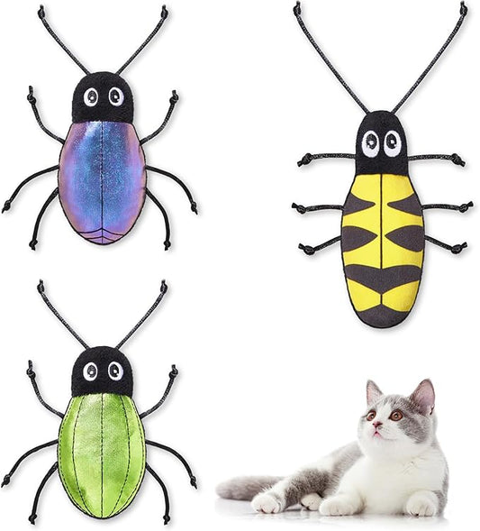 Potaroma Realistic Bug Catnip Cat Toys Crinkly Sound, Durable Kitten Bite Interactive Kicker Toys for Indoor Exercise 3.5"