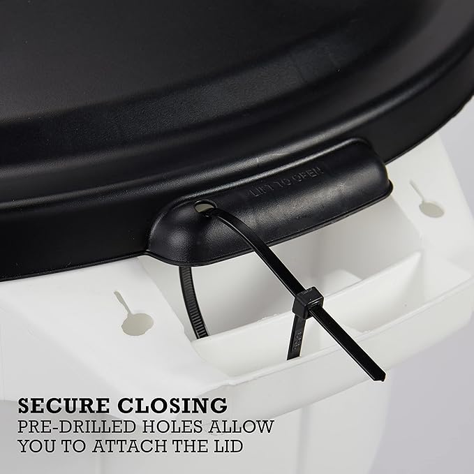 United Solutions Large Pet Food Storage Container with Snap-Tight Lid, 20 Gallon Capacity, Great for Dog Food, Livestock Feed, Bird Seed and More, (Pack of 2), White Base and Black Lid