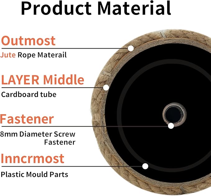 VCEPJH 4Pcs Cat Scratching Post Replacement for Indoor Cats 15.7in Cat Scratch Post Refill Pole Parts Jute Rope Cat Furniture Protector with M8 Screws for Cat Tree Tower (Yellow)