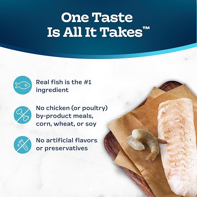 Blue Buffalo Tastefuls Flaked Wet Cat Food, Made with Natural Ingredients, Fish and Shrimp Entrée in Gravy, 5.5-oz Cans (24 Count)