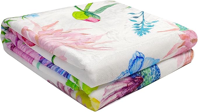Hummingbird Throw Blanket Floral Flower Throw Blankets Spring Colorful Flannel Fleece Throw Blankets Gifts for Women Children Soft Cozy Plush Throw Blanket 50" x 60"