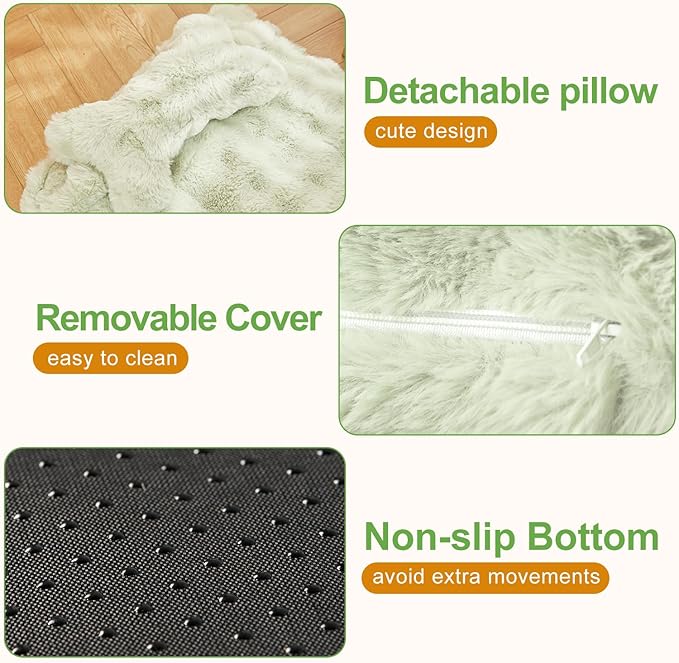 Jiupety Medium Dog Bed for Crate, Mattress with Dog Pillow for Crate Small Dogs, Donut Small Dog Bed. Plush Dog Crate Pad for Medium Dogs Up to 35 Lbs, L(35"*25"*3"), Green.