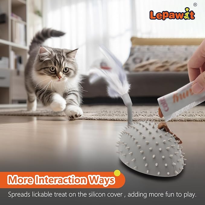Interactive Cat Toys for Indoor Cats, Automatic Moving Cat Mouse Cat Toys with Feather Tail, Cat Exercise Electric Toys, USB Rechargeable