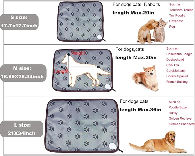 Pet Heating Pad for Small Dogs Cats Heated Bed mat Indoor Electric Cat Heating pad Waterproof Dog Heating pad Chew Proof Cord,Easy Clean