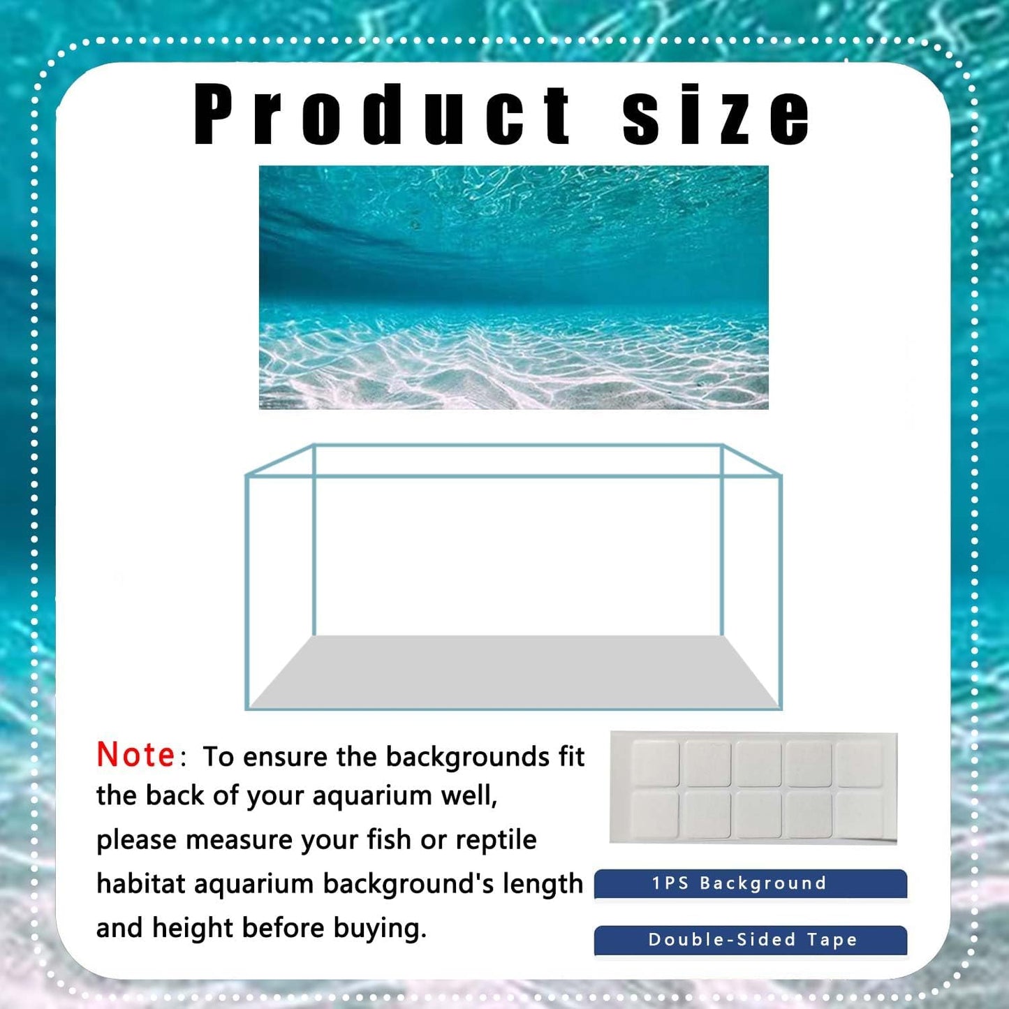 72X18IN Natural Undersea Aquarium Background, Undersea Beach Fish Tank Background, with 8 EVA Double-Sided Tape