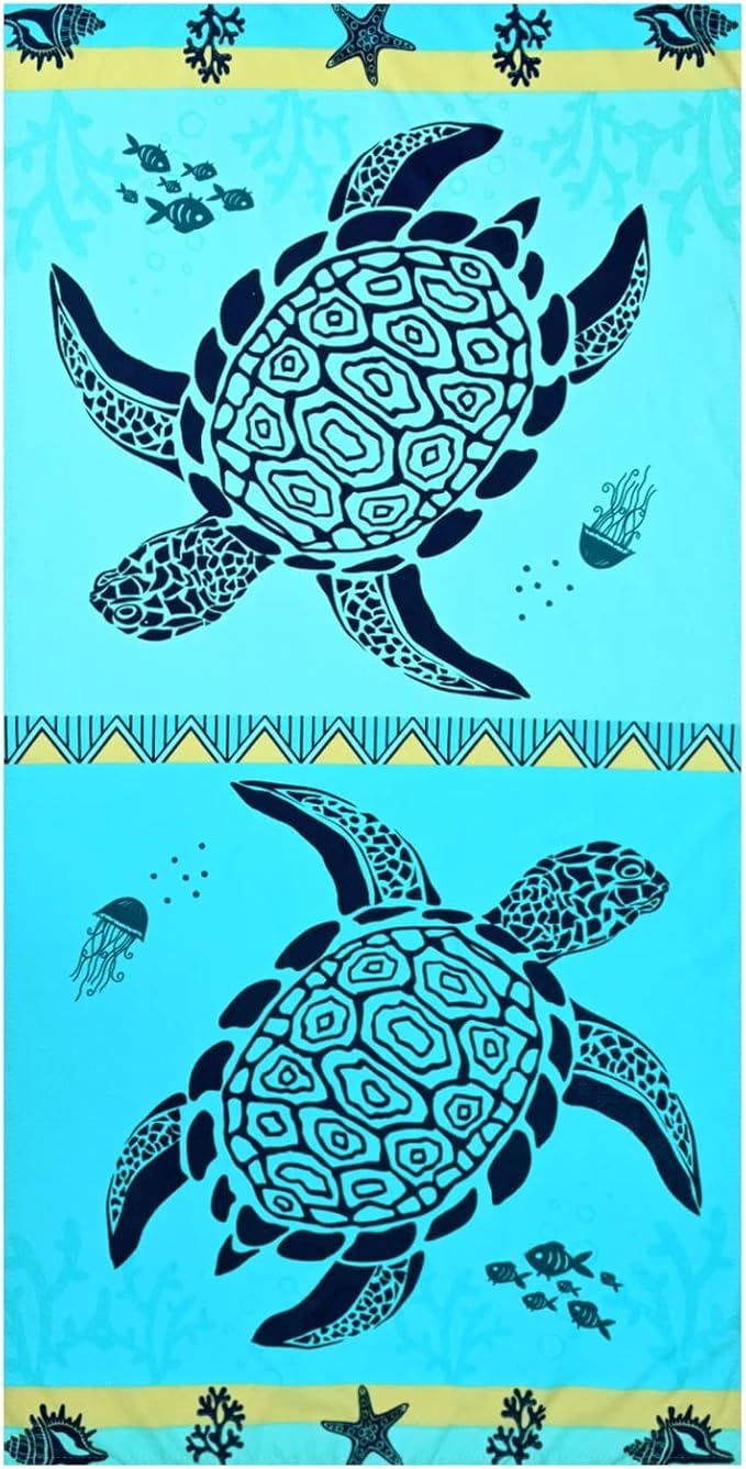 LIVILAN Turtle Beach Towel - Soft & Absorbent: 30" x 60", Lightweight at 9 Ounces, Made of 100% Microfiber, Quick-Drying, Ideal for Beach, Travel, and Various Fun Activities.
