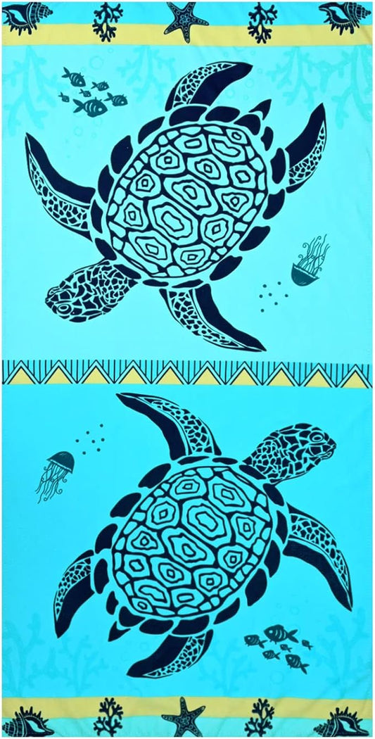 LIVILAN Turtle Beach Towel - Soft & Absorbent: 30" x 60", Lightweight at 9 Ounces, Made of 100% Microfiber, Quick-Drying, Ideal for Beach, Travel, and Various Fun Activities.