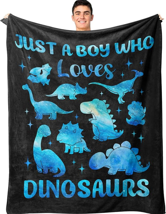 Dinosaur Blanket for Boys, Dinosaur Gifts for Boys, Dino Throw Blanket & Room Decor for Kids, Just a Boy Who Loves Dinosaurs, Best Birthday Gifts for Dinosaurs-Lover Blankets 40"X50"