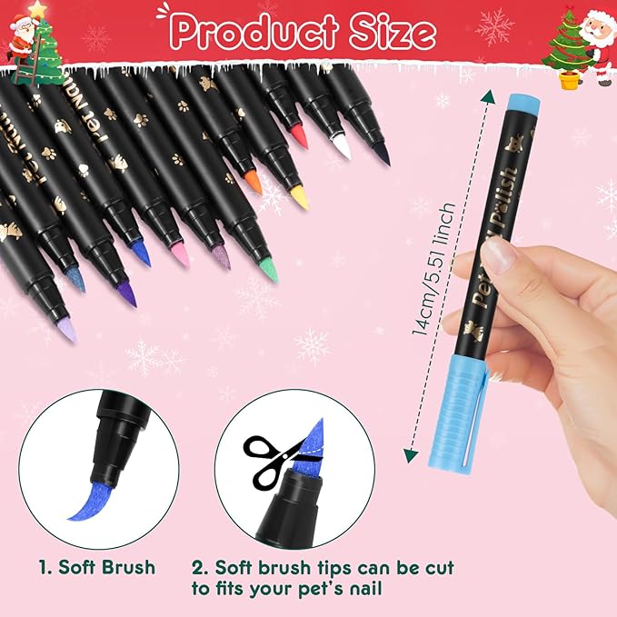 Dog Nail Polish Pens Quick Dry - 12 Colors Pet Nail Polish Set for Dogs, Dog Safe Easy Application Nail Polish Pens for Dog Nail Art, Fast Dry Girl Doggy Nail Polish - Great Puppy Nail Pawlish Set